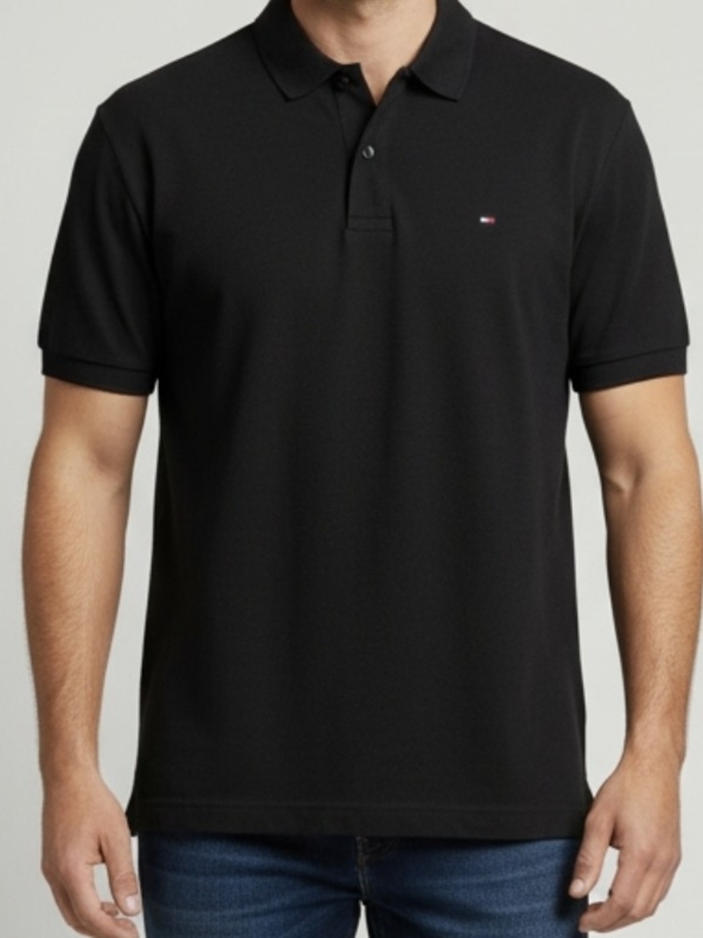 Tommy Hilfiger Black Short-Sleeve Polo with Icon Logo
